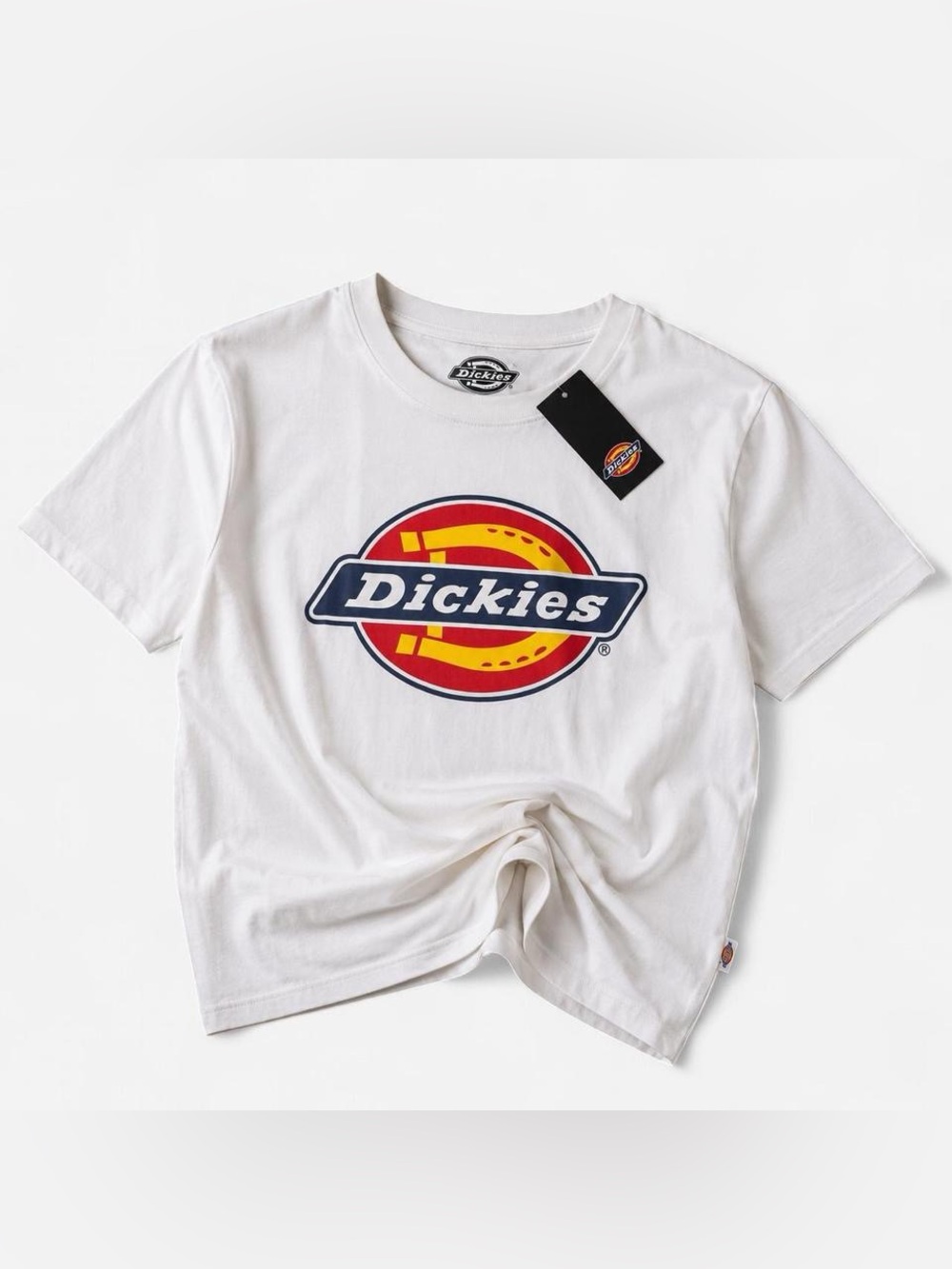 Dickies Women’s Logo Crop T-Shirt Size S White Graphic Baby Tee NWT